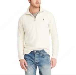 Polo Ralph Lauren Estate Rib Half-Zip Pullover Men's Cream Pony Logo Preppy